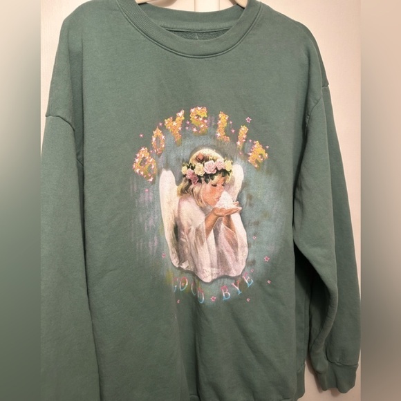 Boys Lie, Good Bye Crewneck in Light Green OS NWOT. See photos for minor flaws - Picture 5 of 11